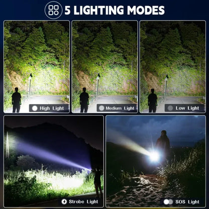 VoltBeam Pro™ – Zoomable Rechargeable Metal Flashlight (Power Bank + 12H Backup)