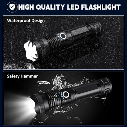VoltBeam Pro™ – Zoomable Rechargeable Metal Flashlight (Power Bank + 12H Backup)