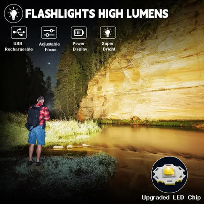VoltBeam Pro™ – Zoomable Rechargeable Metal Flashlight (Power Bank + 12H Backup)