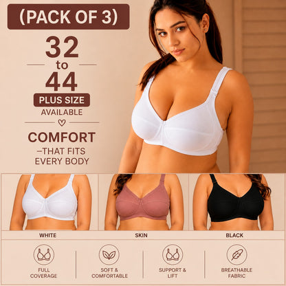 Womens Multicolor Air Bra (Pack of 3)